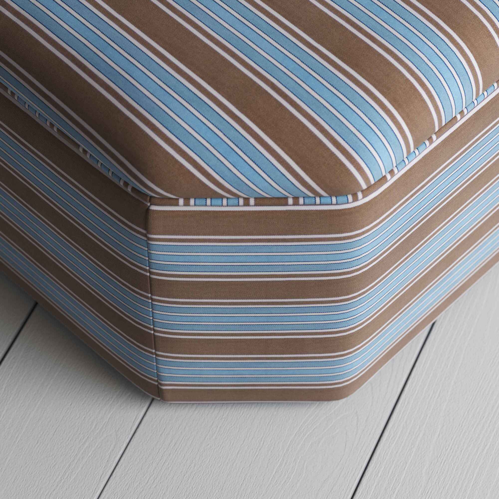  Top View of Ottoman in Regatta Cotton, Blue - Nicola Harding 