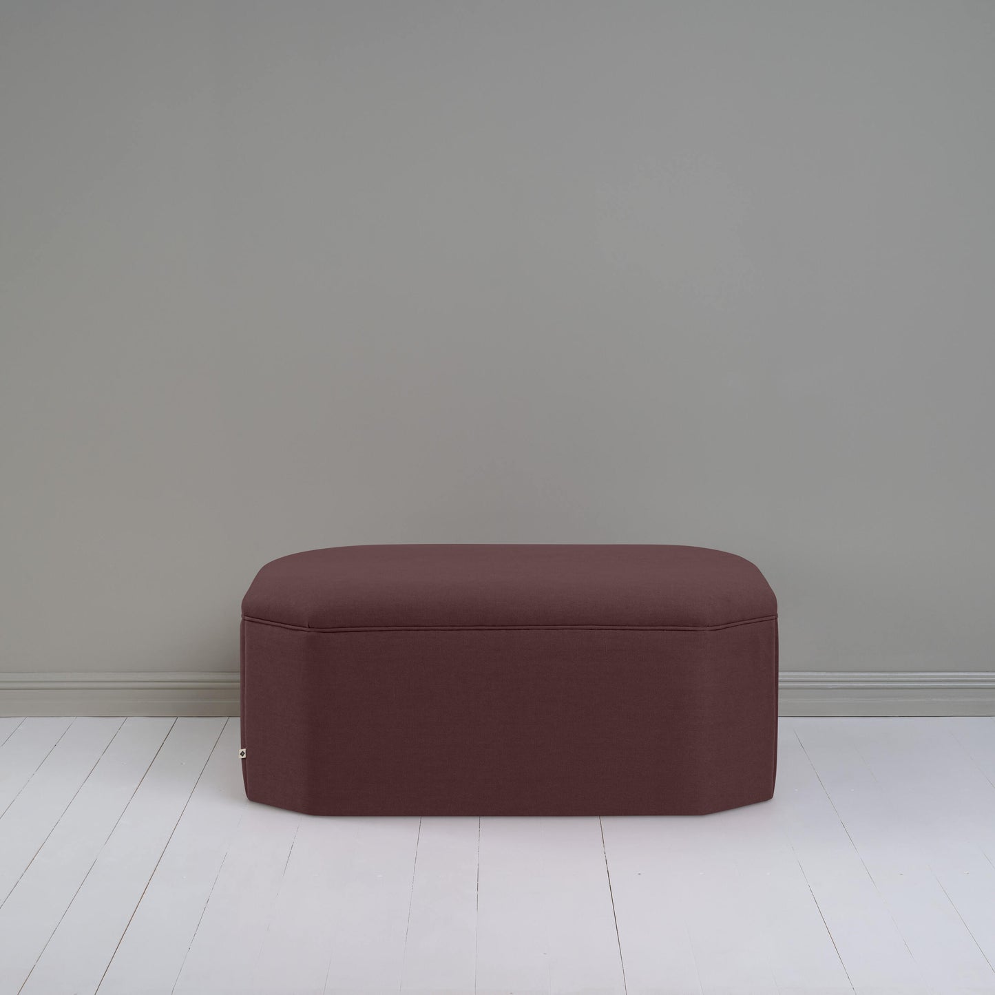 Hither Hexagonal Storage Ottoman in Laidback Linen Damson - Nicola Harding