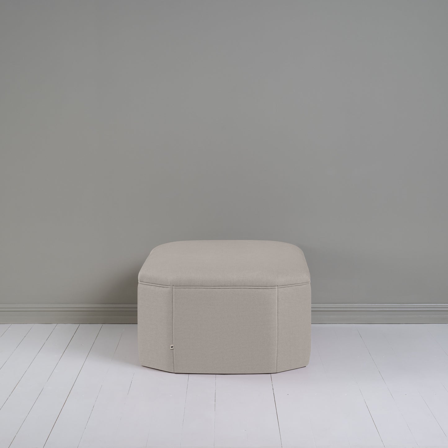 Hither Hexagonal Storage Ottoman in Laidback Linen Pearl Grey