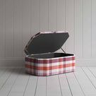  Hither Hexagonal Storage Ottoman in Checkmate Cotton, Berry With Open Lid For Storage - Nicola Harding & Co. 
