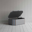  Hexagonal Storage Ottoman in Regatta Cotton, Blue With Open Lid for Storage - Nicola Harding 