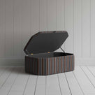  Storage Ottoman in Regatta Cotton, Charcoal With Open Lid For Storage - Nicola Harding 