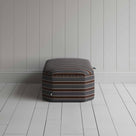  Side View of Hexagonal Storage Ottoman in Regatta Cotton, Charcoal - Nicola Harding 