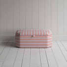  Front View of Hexagonal Storage Ottoman in Slow Lane Cotton Linen, Berry - Nicola Harding 