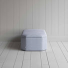 Side View of Ottoman in Ticking Cotton, Aqua Brown - NiX 