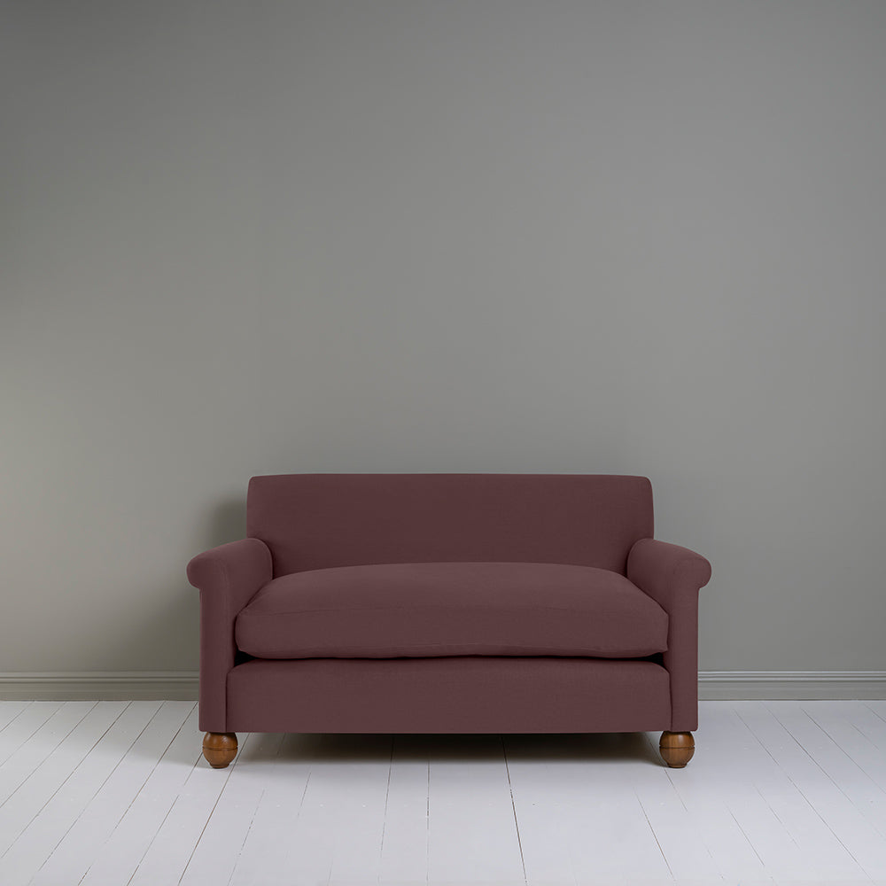  Idler 2 Seater Sofa in Laidback Linen Damson Front View - Nicola Harding 