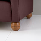  Idler 2 Seater Sofa in Laidback Linen Damson With Round Wooden Foot - Nicola Harding 