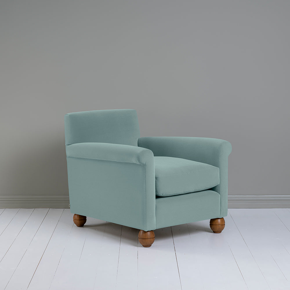 Idler Armchair in Intelligent Velvet Mineral - Nicola Harding