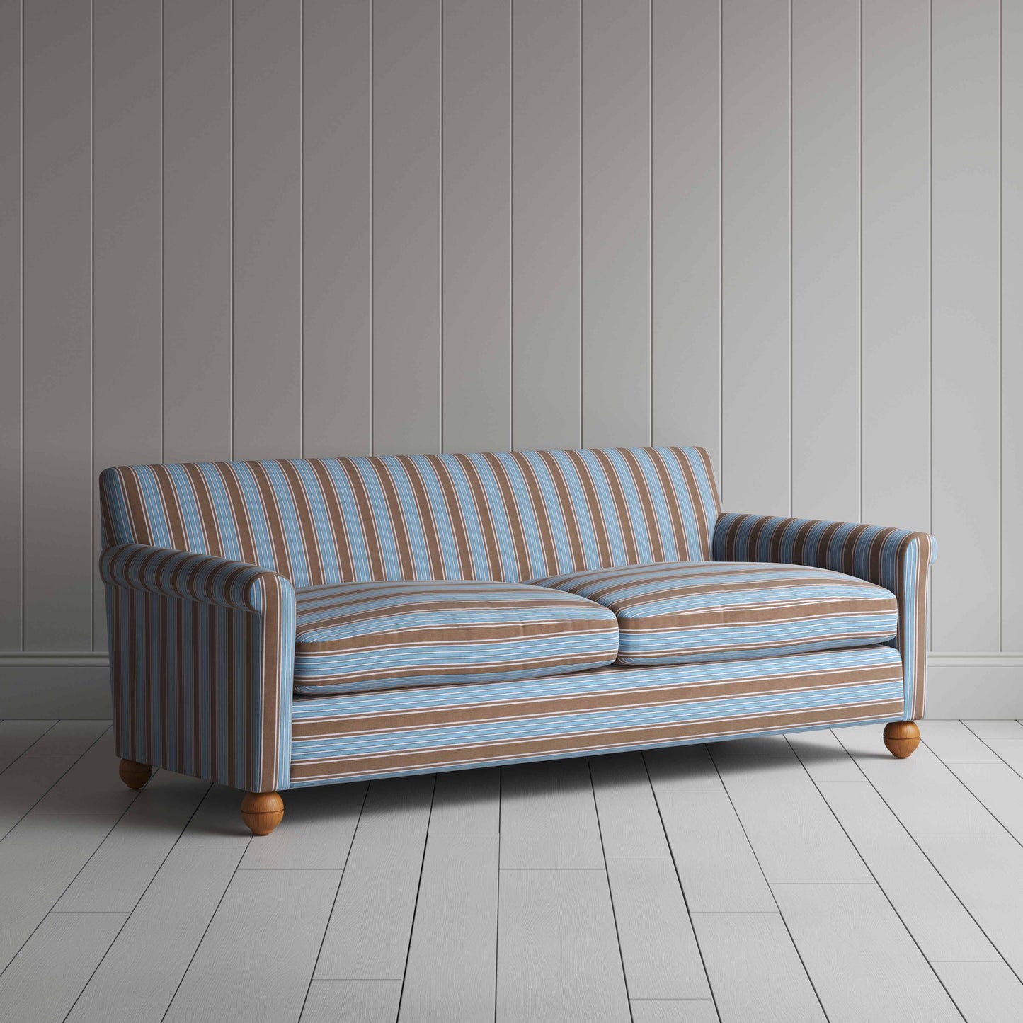 Idler 4 Seater Sofa in Regatta Cotton, Blue - Nicola Harding