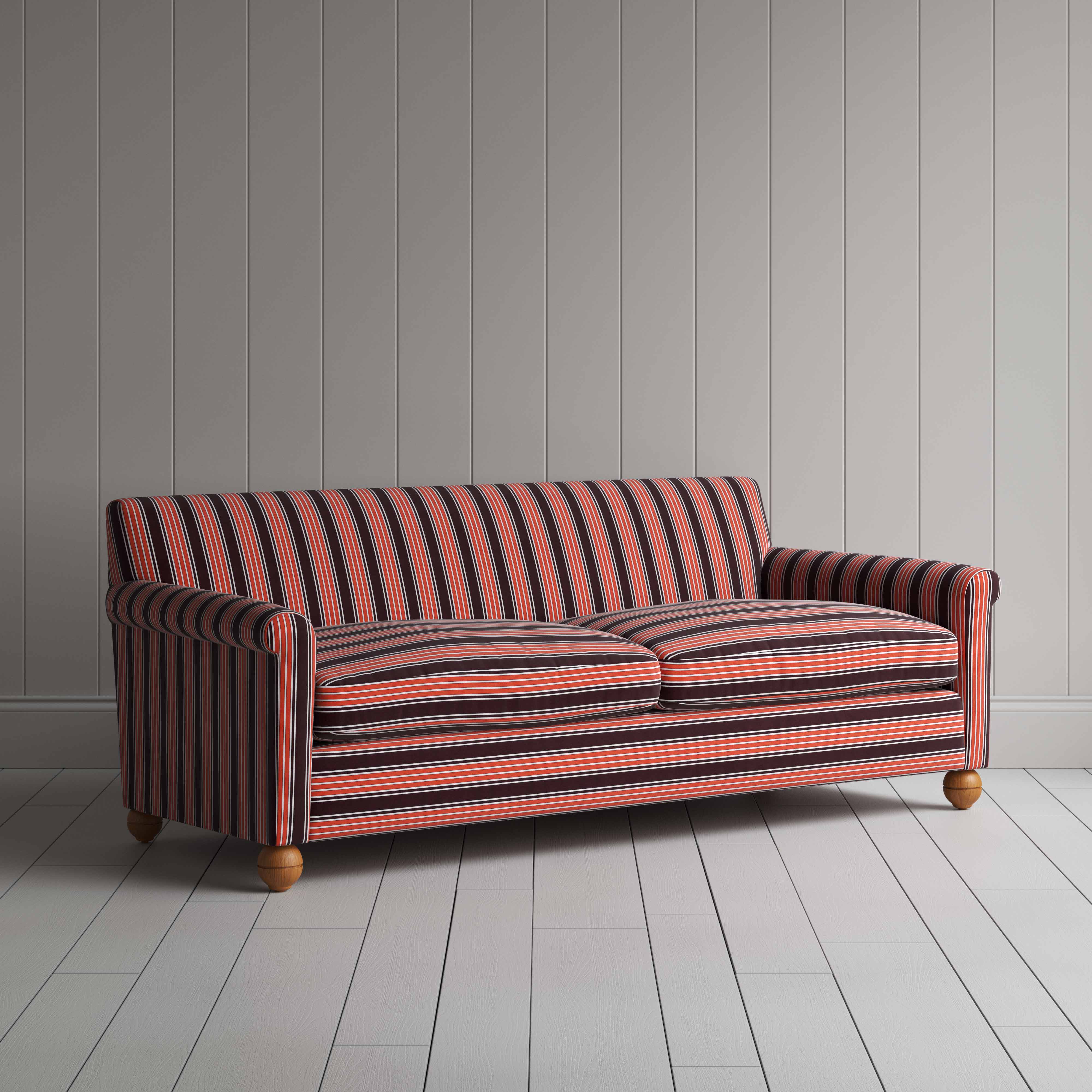  Idler 4 Seater Sofa in Regatta Cotton, Flame - Nicola Harding 