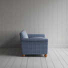  Blue and white checkered sofa against white wall, In Side View - By NiX 
