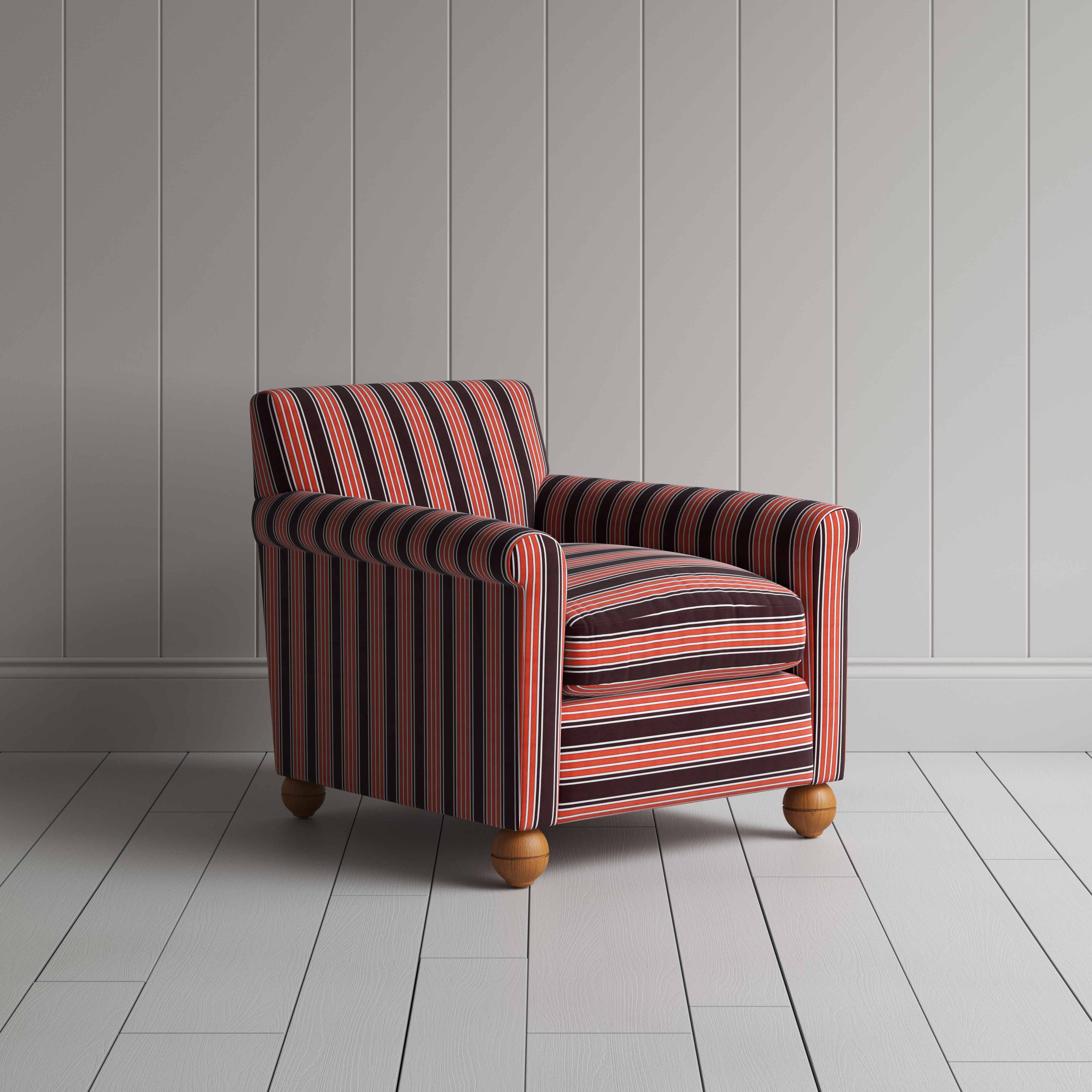  Idler Armchair in Regatta Cotton, Flame - Nicola Harding 