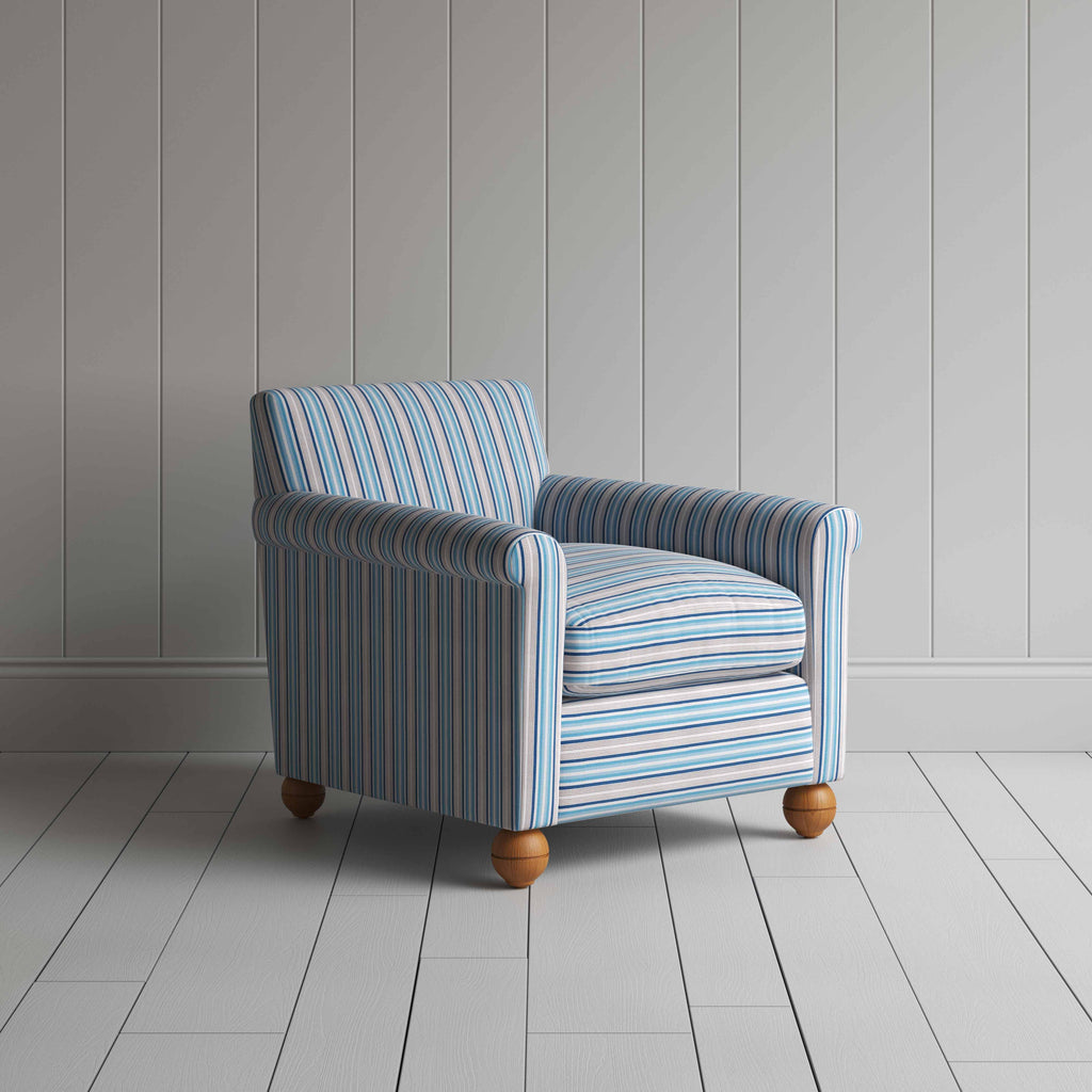  Idler Armchair in Slow Lane Cotton Linen, Blue - Nicola Harding 