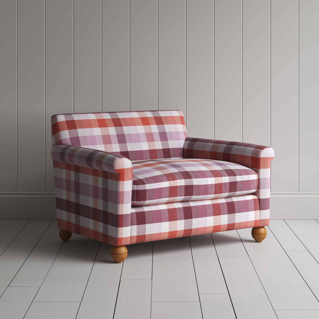  Idler Love Seat in Checkmate Cotton, Berry 