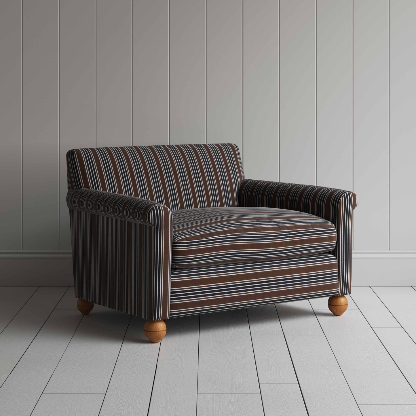 Idler Love Seat in Regatta Cotton, Charcoal - Nicola Harding