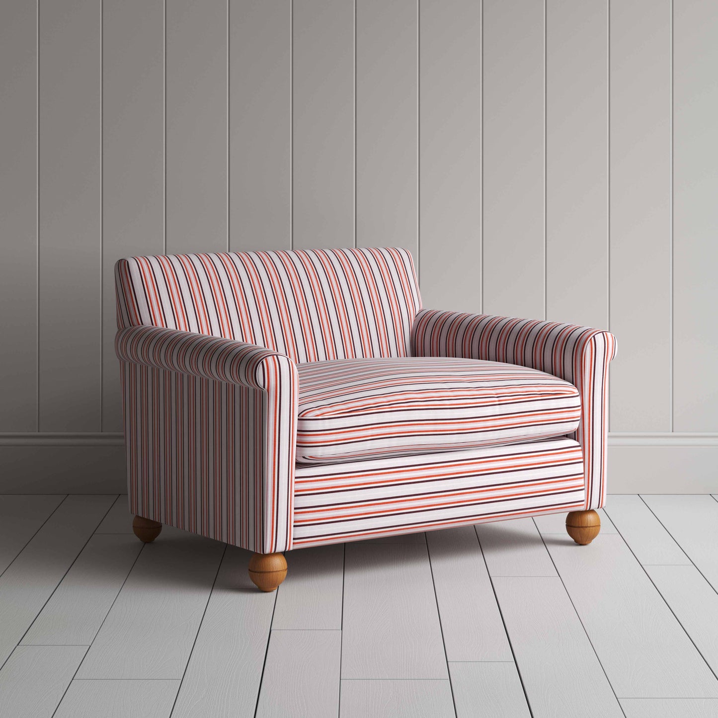 Idler Love Seat in Slow Lane Cotton Linen, Berry - Nicola Harding