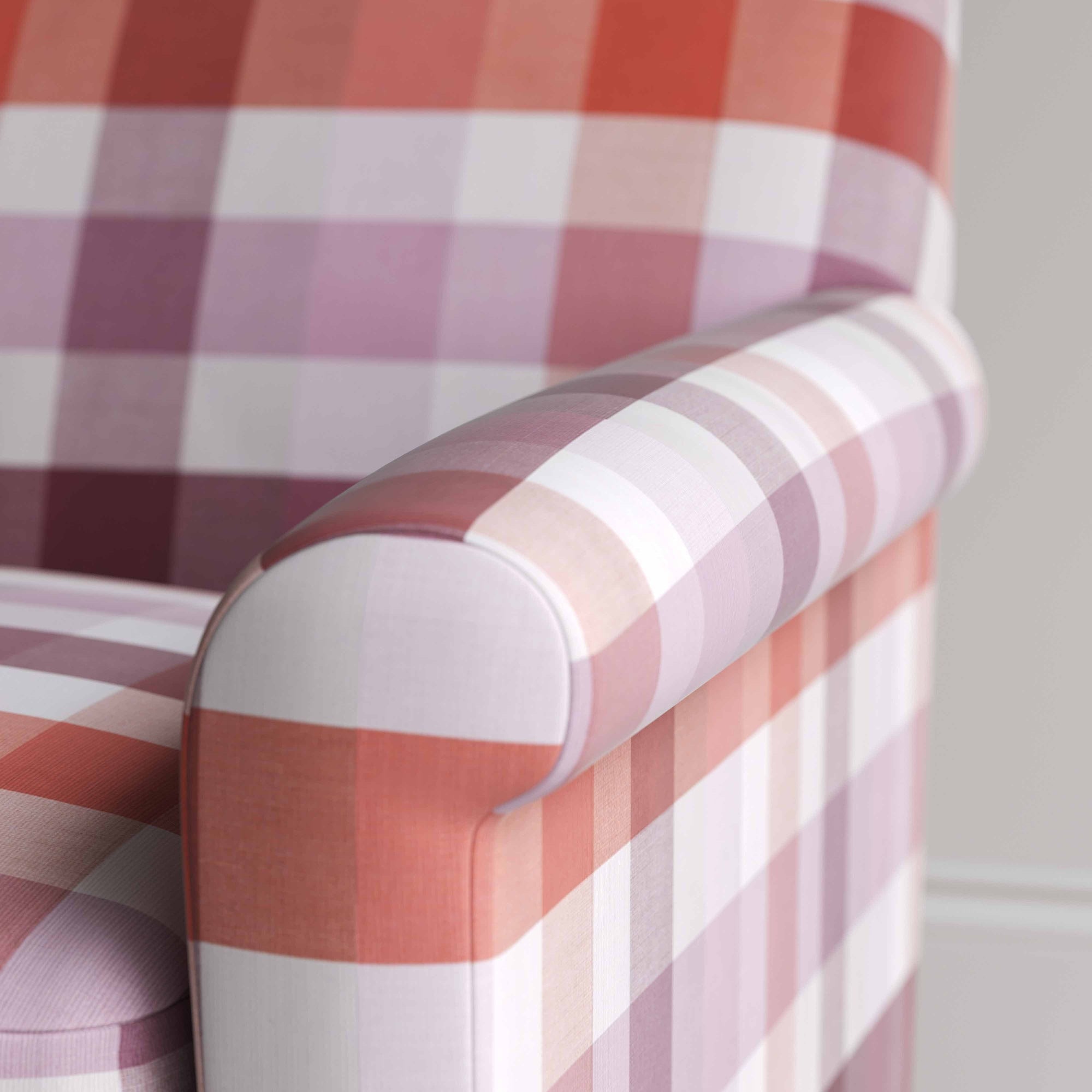  Idler Love Seat in Checkmate Cotton, Berry 