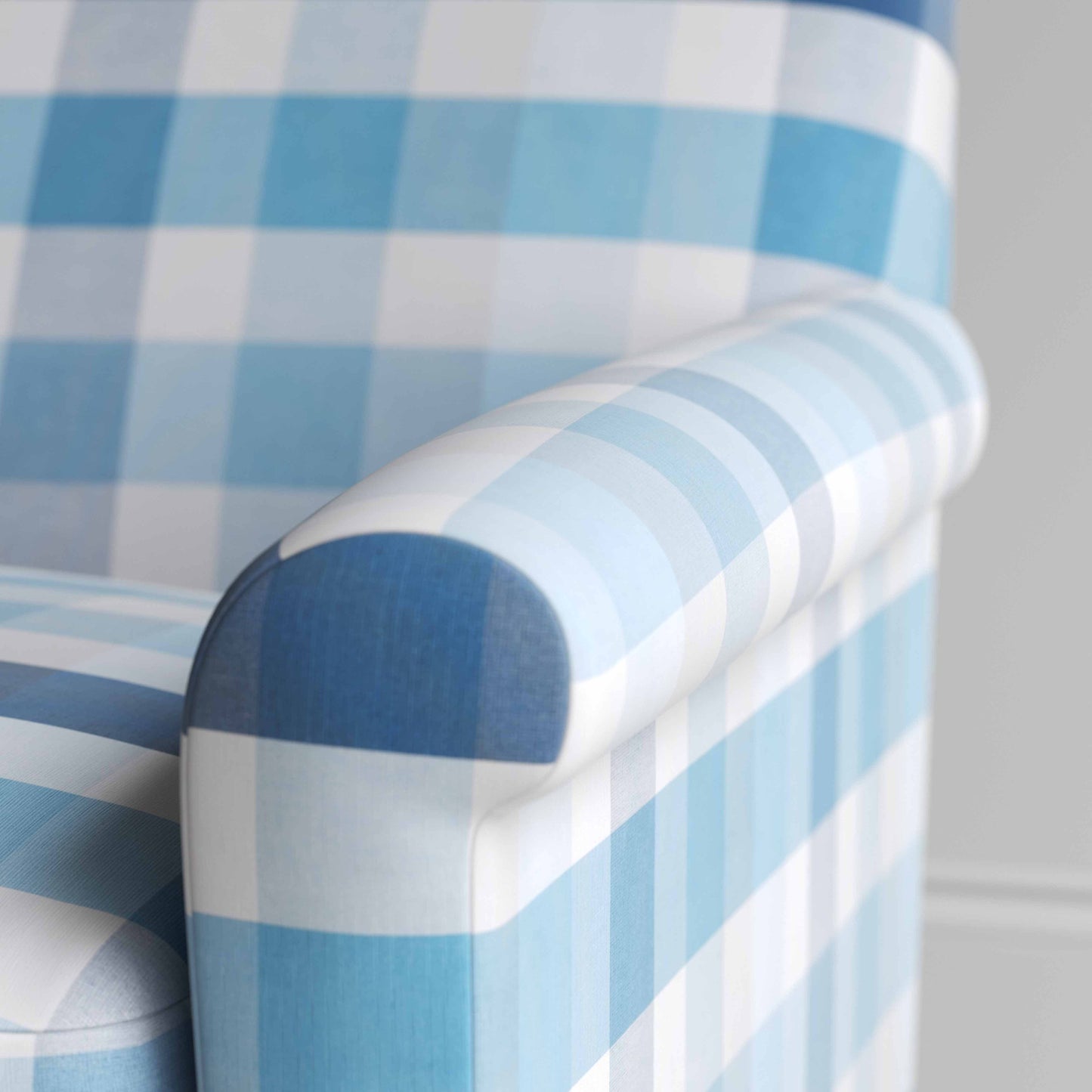 Idler Love Seat in Checkmate Cotton, Blue