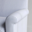  Idler 4 Seater Sofa in Ticking Cotton, Aqua Brown, Arm Design Closeup - NiX 