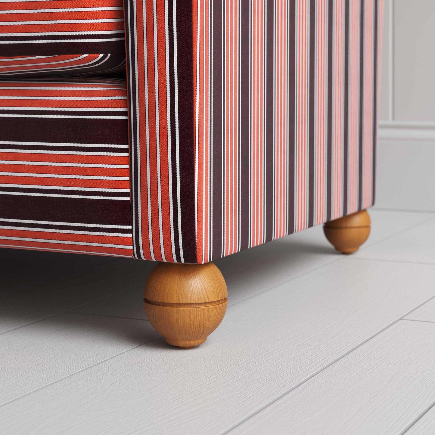 Round Wooden Foot Closeup in Cotton  Regatta Flame - By NiX