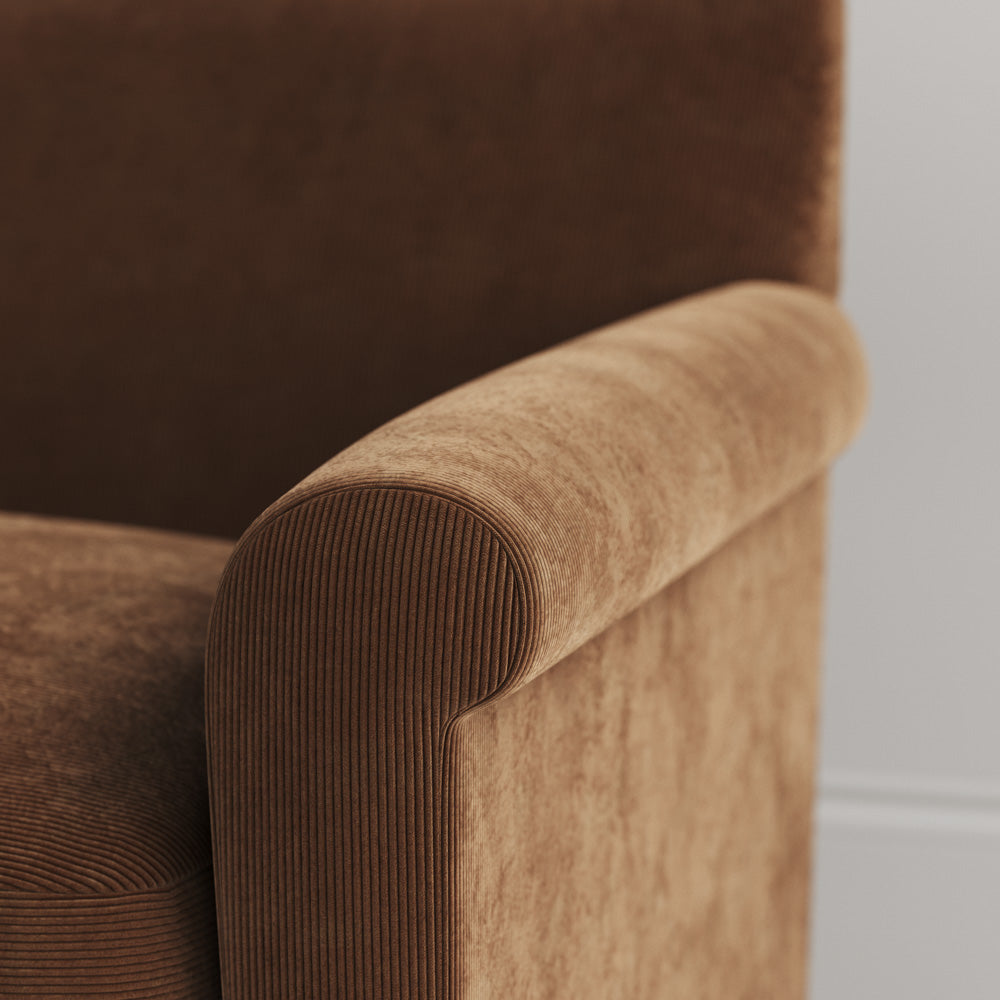  Arm detail of the Idler 3 seater sofa in Classic Corduroy Tobacco 
