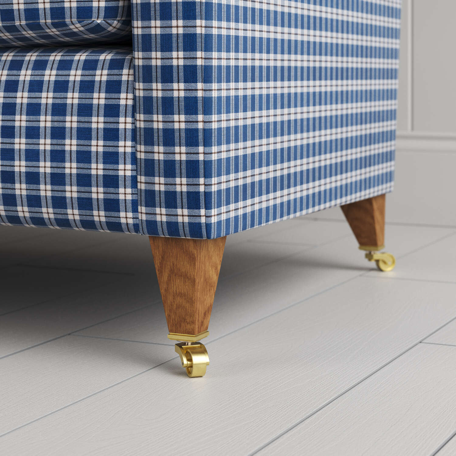  Idler 4 Seater Sofa in Well Plaid Cotton, Blue Brown 