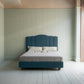 Cloud Nine Upholstered Bed in Intelligent Velvet Aegean without Valance front view