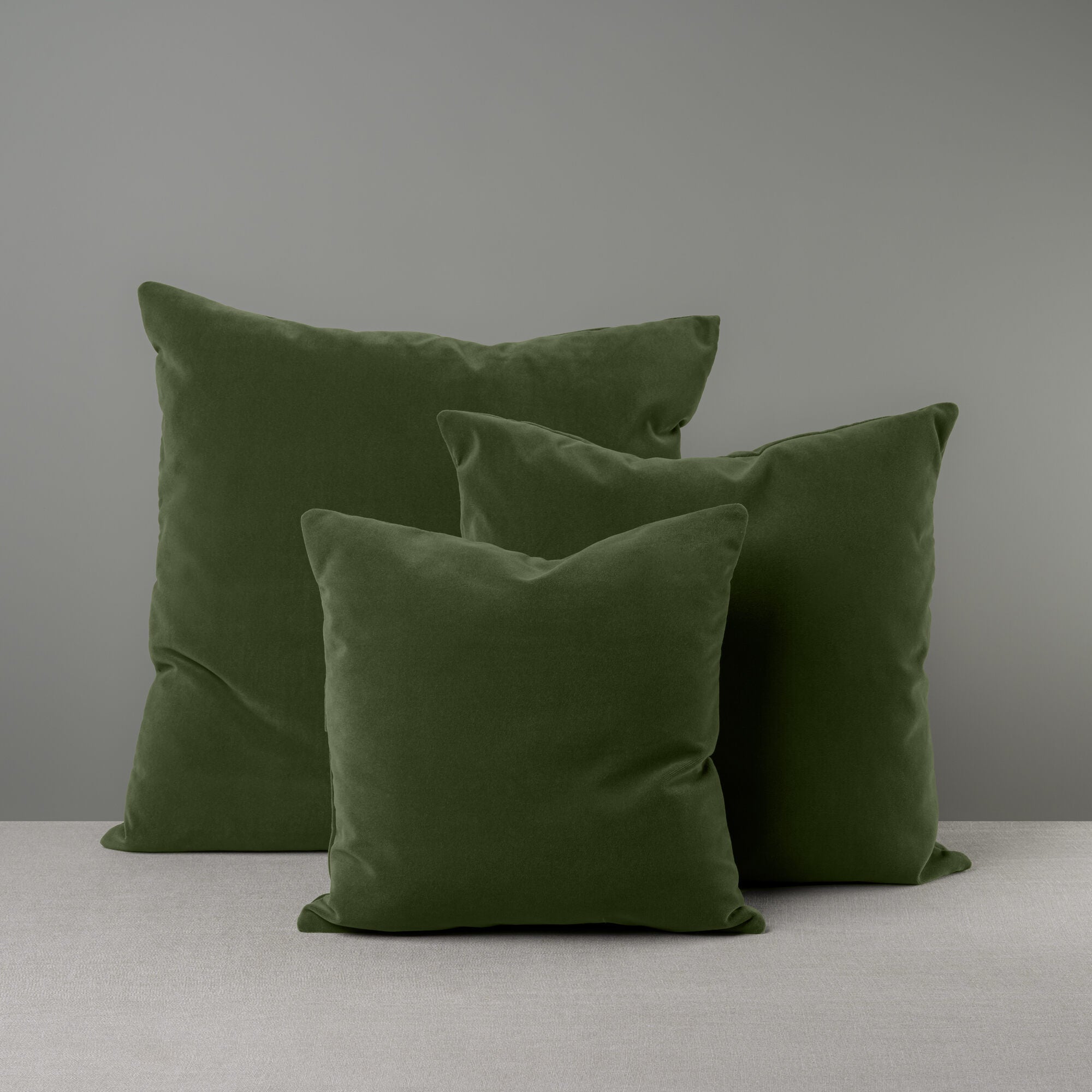  3 Different sizes Square Kip Cushion in Intelligent Velvet, Juniper - By NiX (BY Nicola Harding & Co.) 