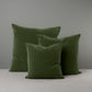 3 Different sizes Square Kip Cushion in Intelligent Velvet, Juniper - By NiX (BY Nicola Harding & Co.)