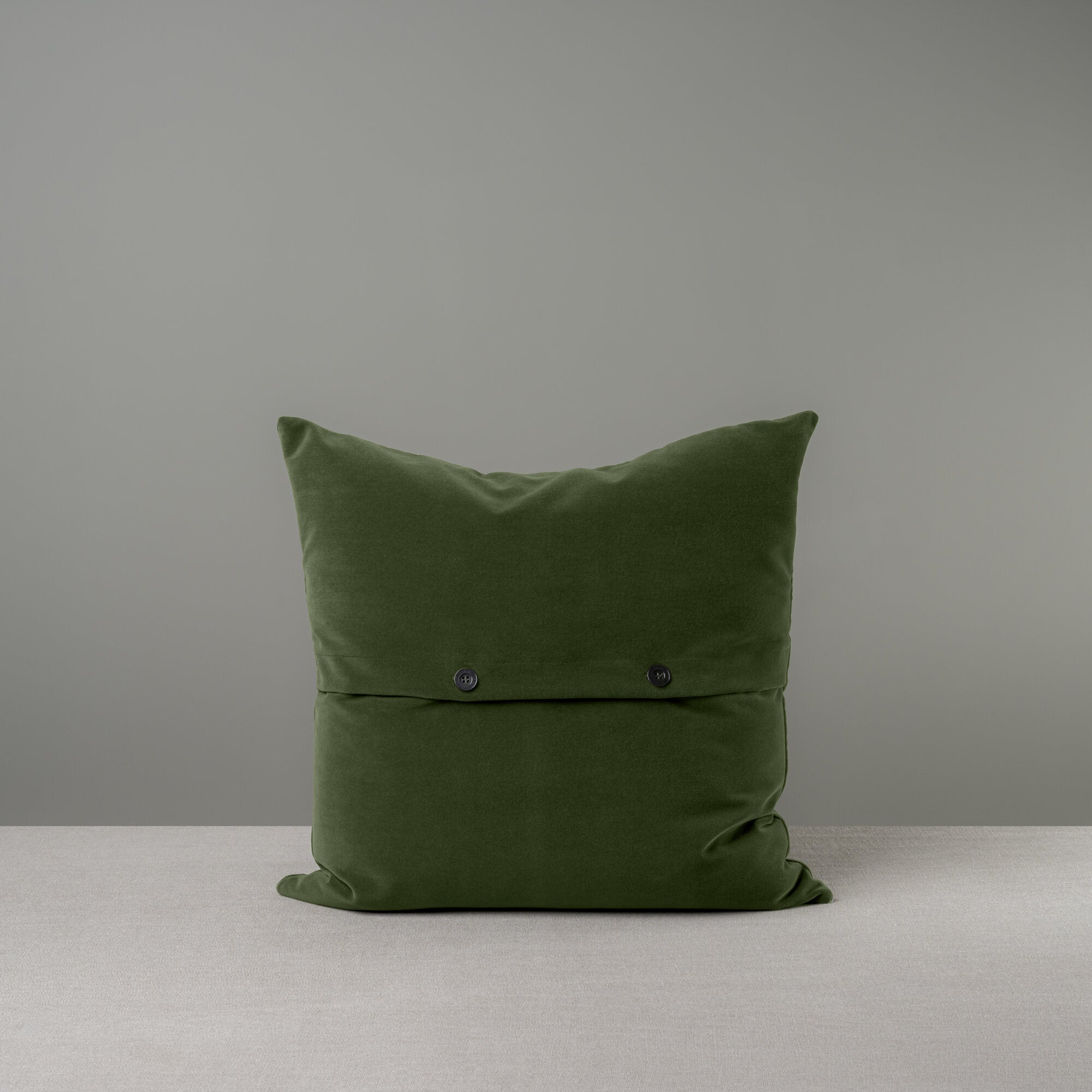  Large Square Kip Cushion in Intelligent Velvet, Juniper With Black Buttons 