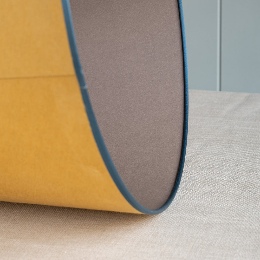  Humbug Straight Empire Paper Lamp Shade in Mustard with Blue Trim 