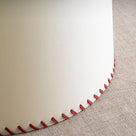  Empire Natural Parchment Lamp Shade with Maroon Stitching, Stitches Closeup - NiX 