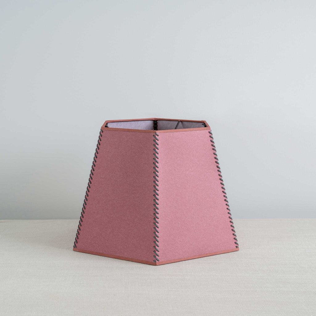  Townhouse Hexagonal Lamp Shade in Burgundy with Pink Trim & Stitching 