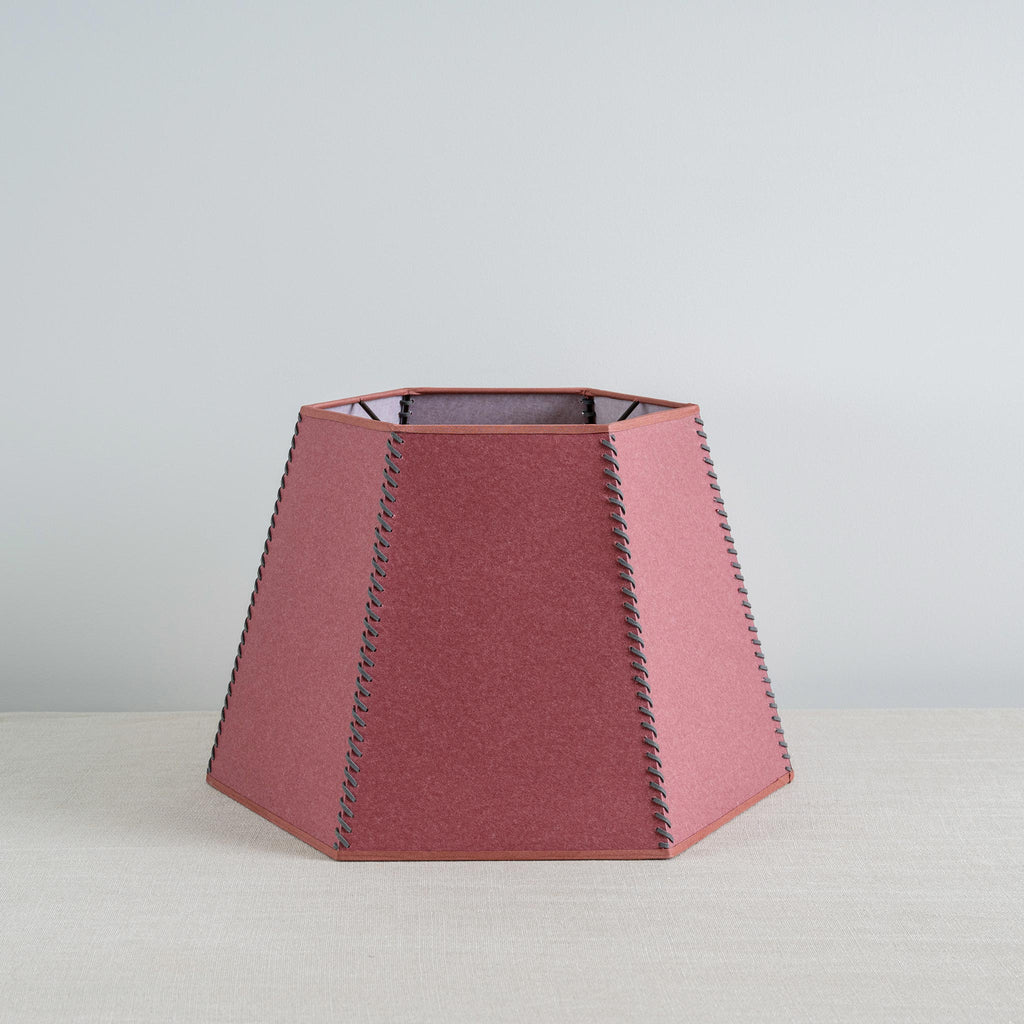  Townhouse Hexagonal Lamp Shade in Burgundy with Pink Trim & Stitching 