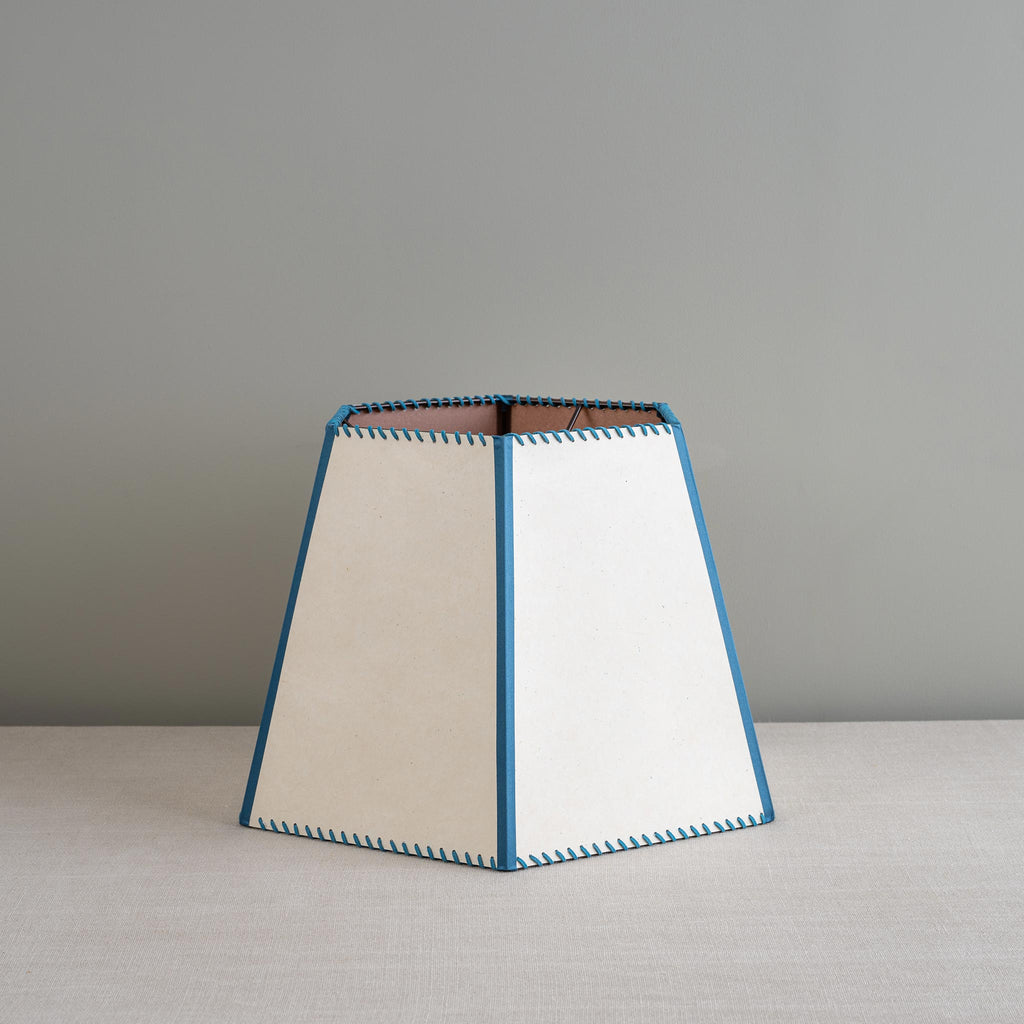  Townhouse Hexagonal Lamp Shade in Soft White with Blue Trim & Stitching 