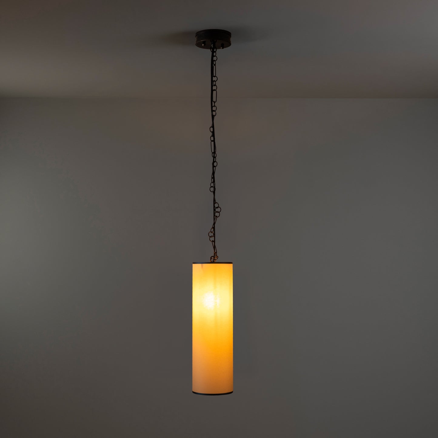 Pendant Light With Cylinder Lampshade   With Lights 'ON' - By NiX