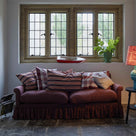 Curtain Call 3 Seater Sofa in Ticking Cotton, Berry