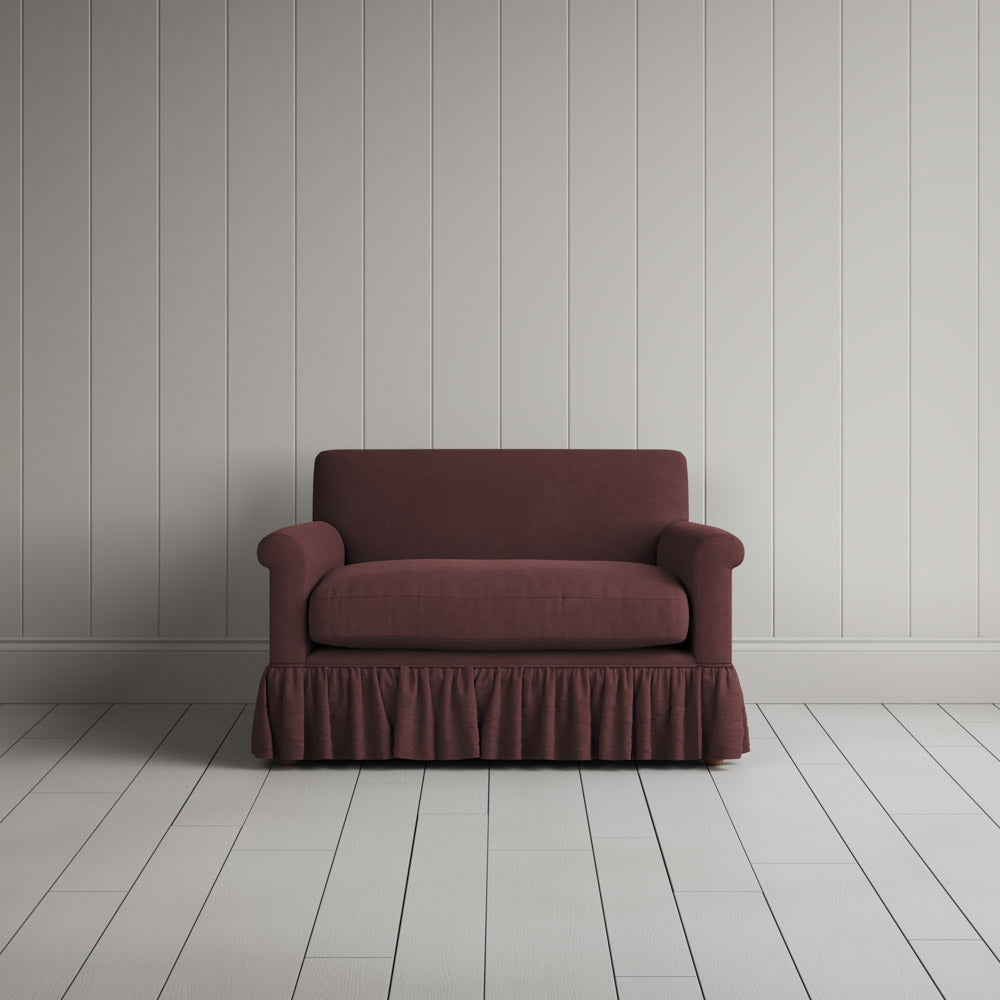 Curtain Call Love Seat in Laidback Linen Damson