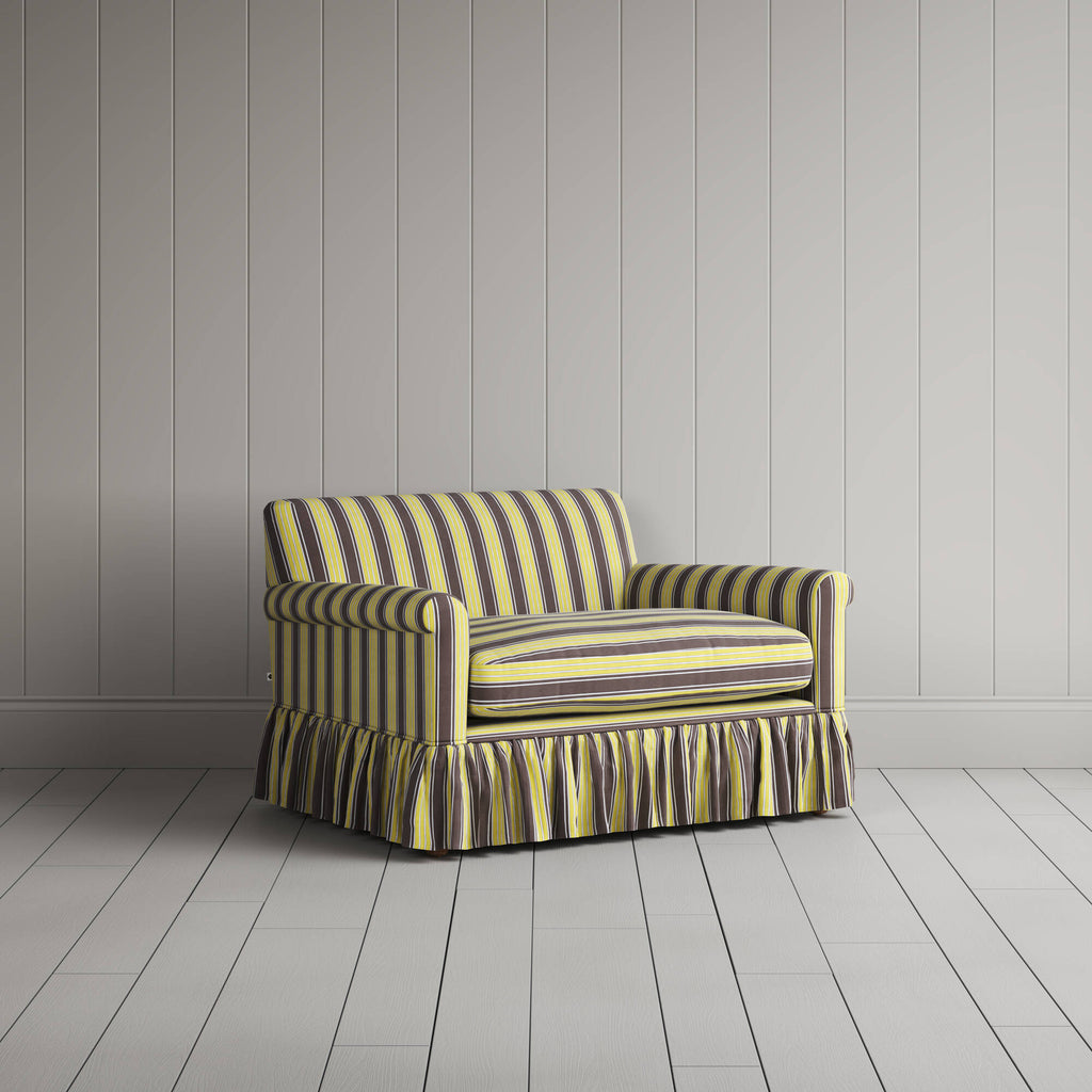  Curtain Call Love Seat in Regatta Cotton, Custard 