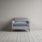 Idler Love Seat in Ticking Blue Brown Frame and Intelligent Velvet Mineral Seat