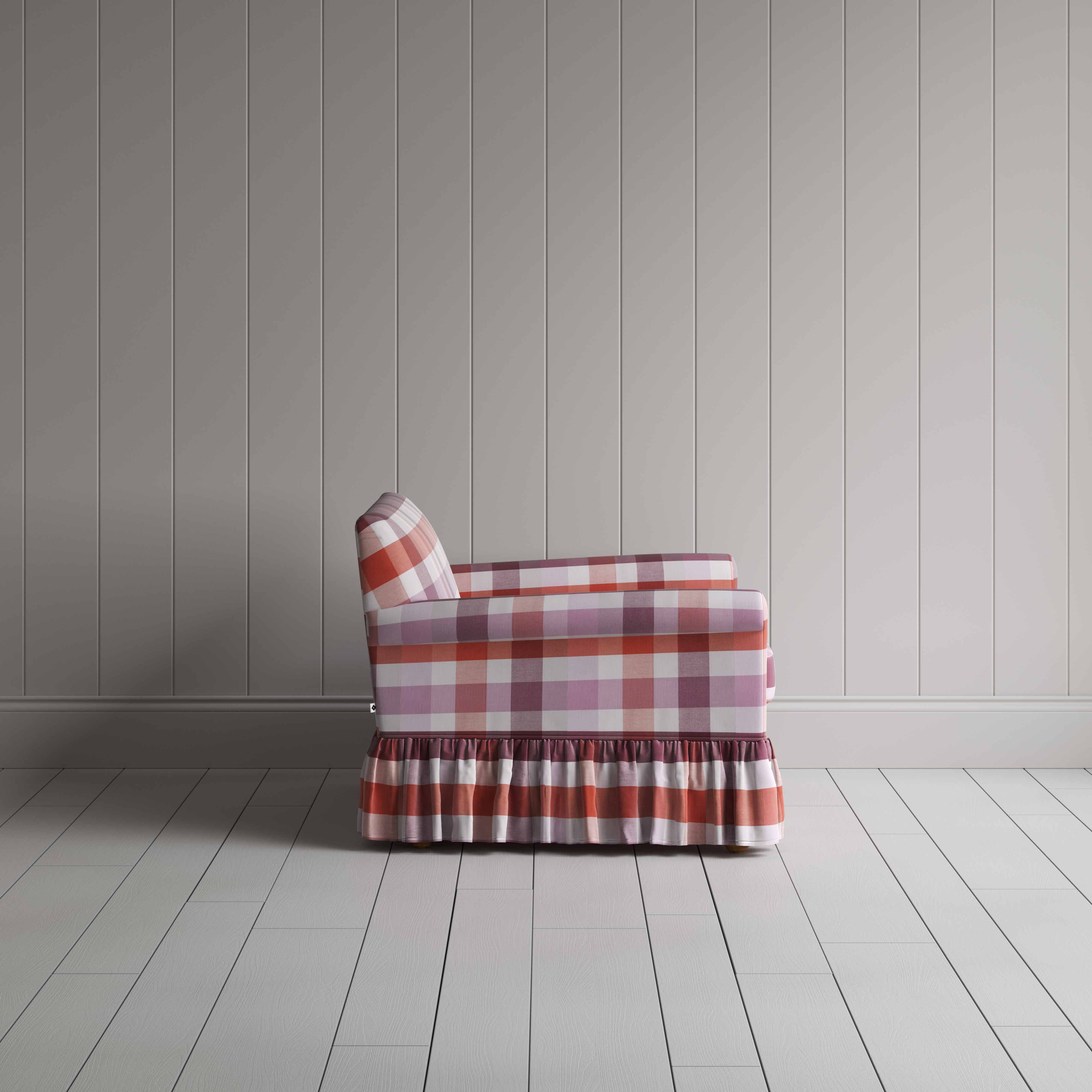  Curtain Call Love Seat in Checkmate Cotton, Berry - Nicola Harding 