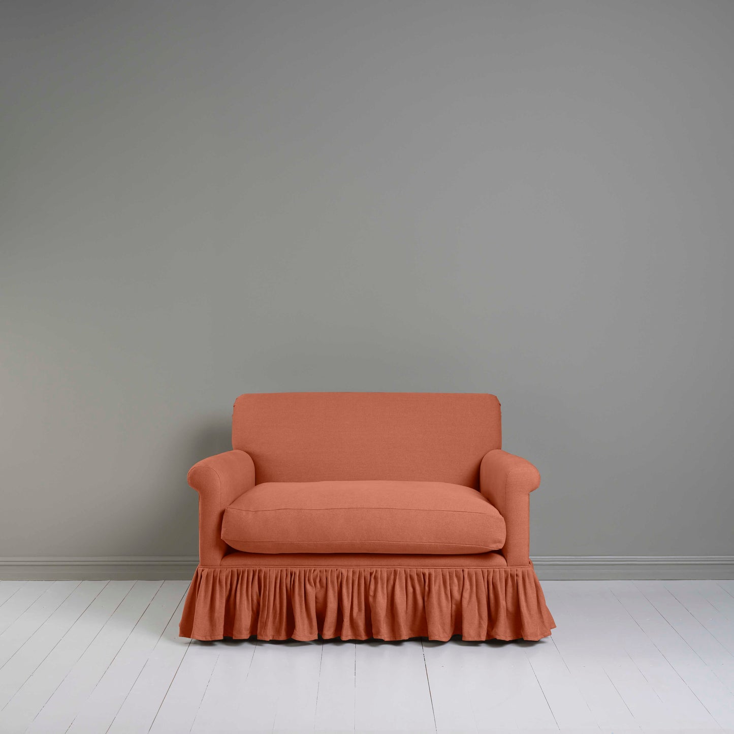 Curtain Call Love Seat in Laidback Linen Cayenne - Nicola Harding