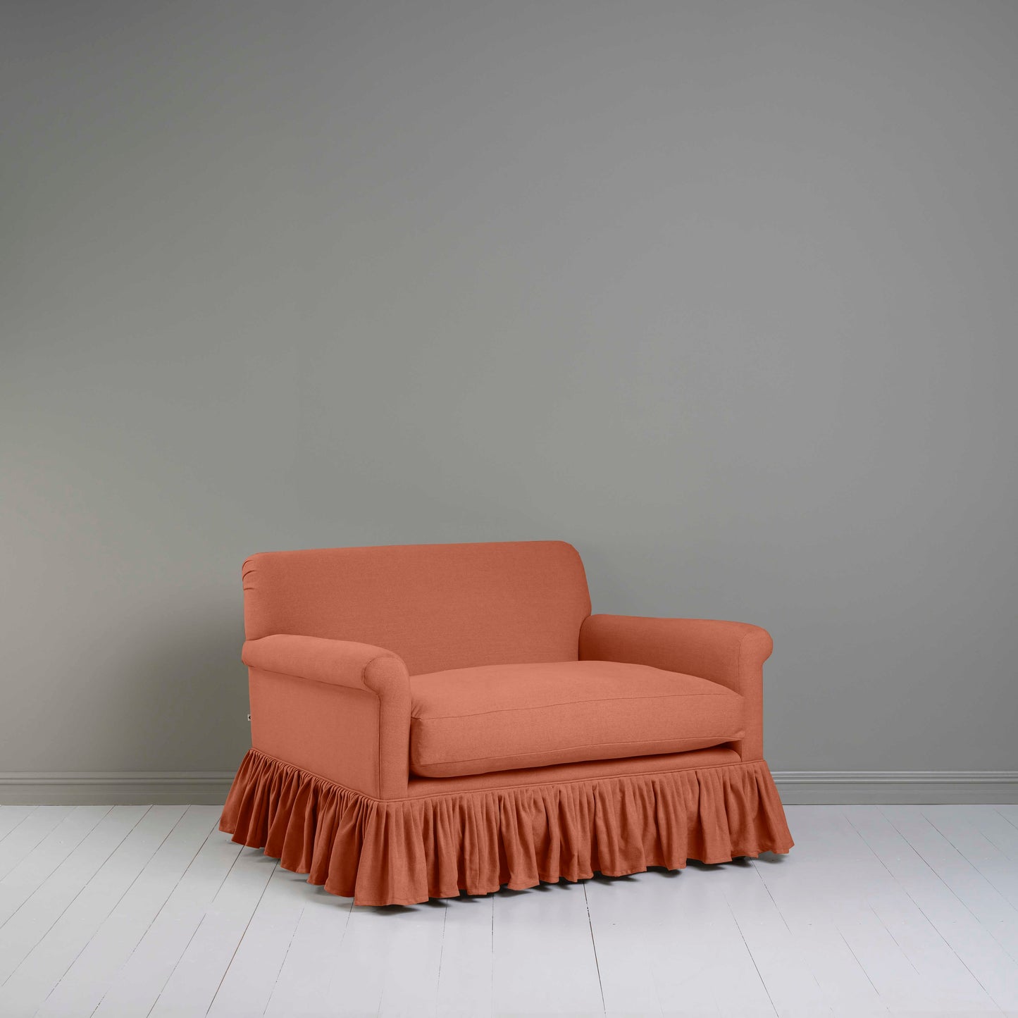 Curtain Call Love Seat in Laidback Linen Cayenne - Nicola Harding