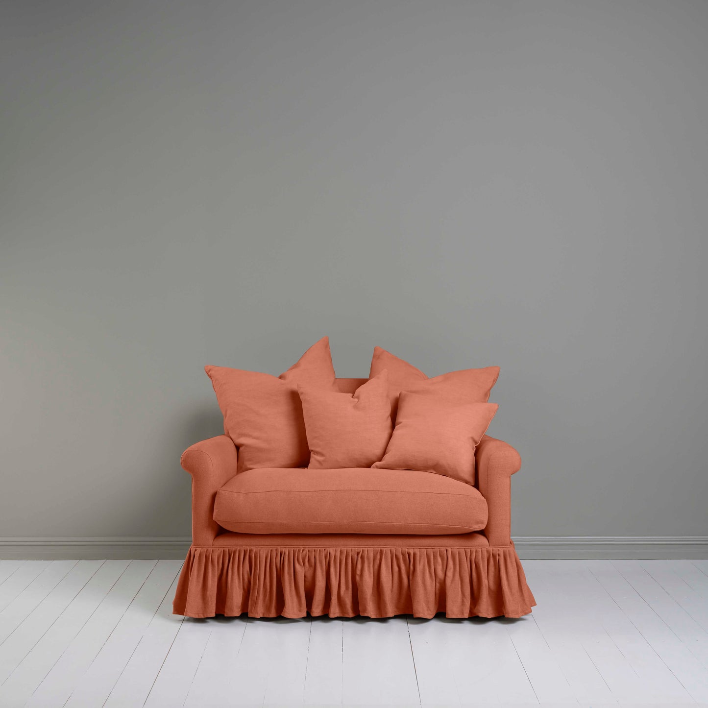 Curtain Call Love Seat in Laidback Linen Cayenne - Nicola Harding