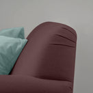  Design Closeup of Curtain Call Love Seat in Laidback Linen Damson - Nicola Harding & Co. 