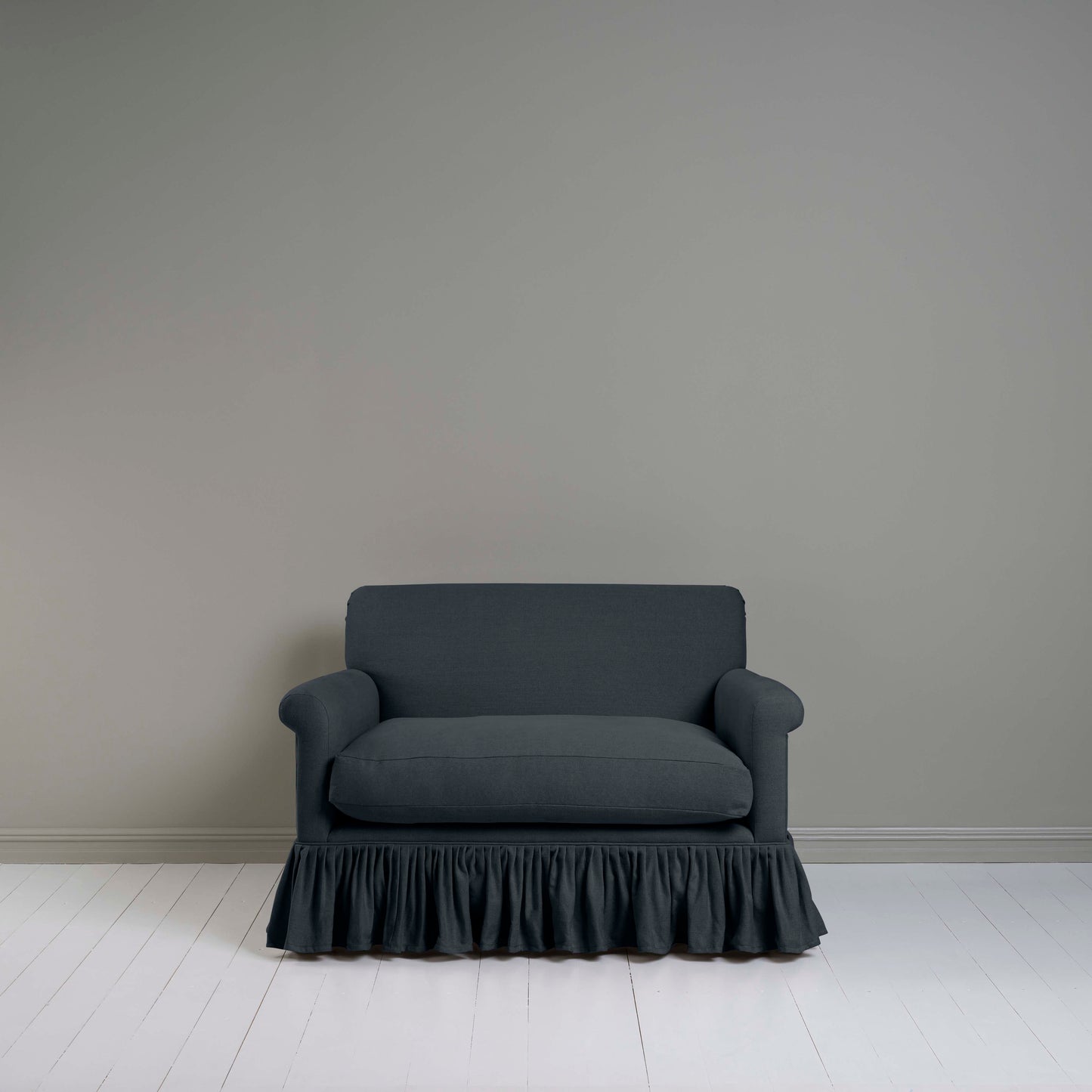 Front View of Curtain Call Love Seat in Black - Nicola Harding & Co.