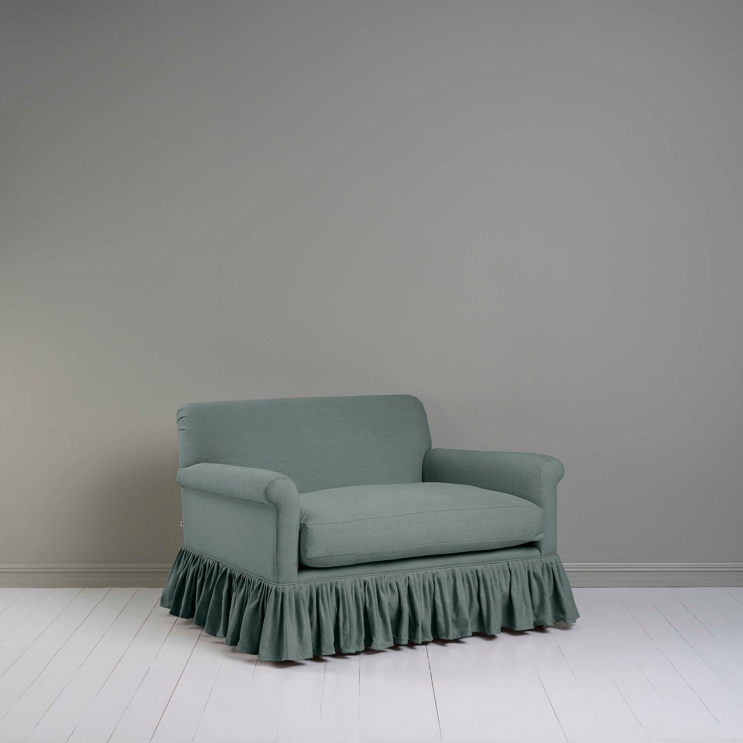 Curtain Call Love Seat in Laidback Linen Mineral - Nicola Harding