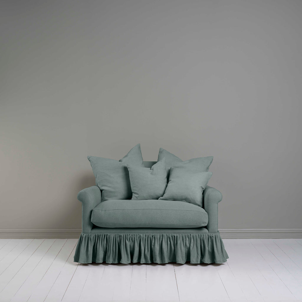  Front View of Curtain Call Love Seat in Blue(Mineral) Color. With Cushions - NiX 
