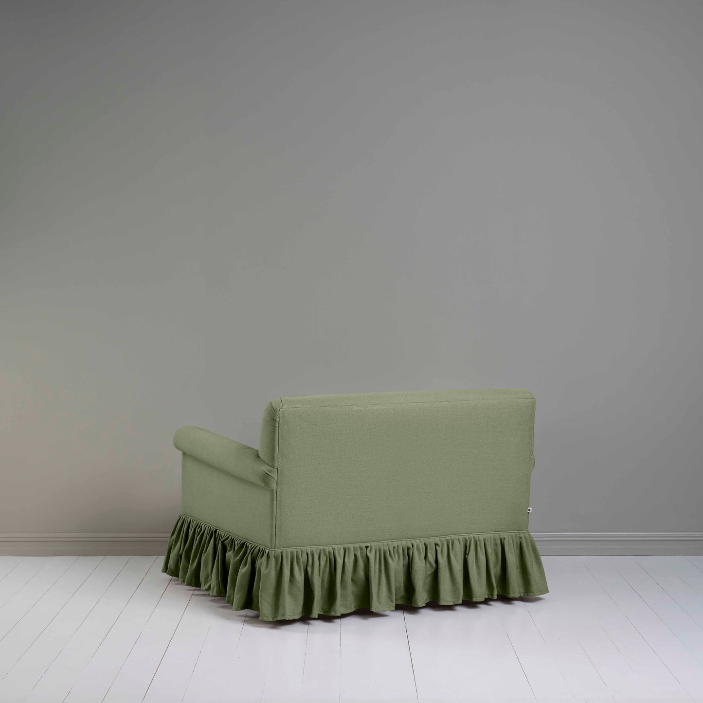 Curtain Call Love Seat in Laidback Linen Moss - Nicola Harding