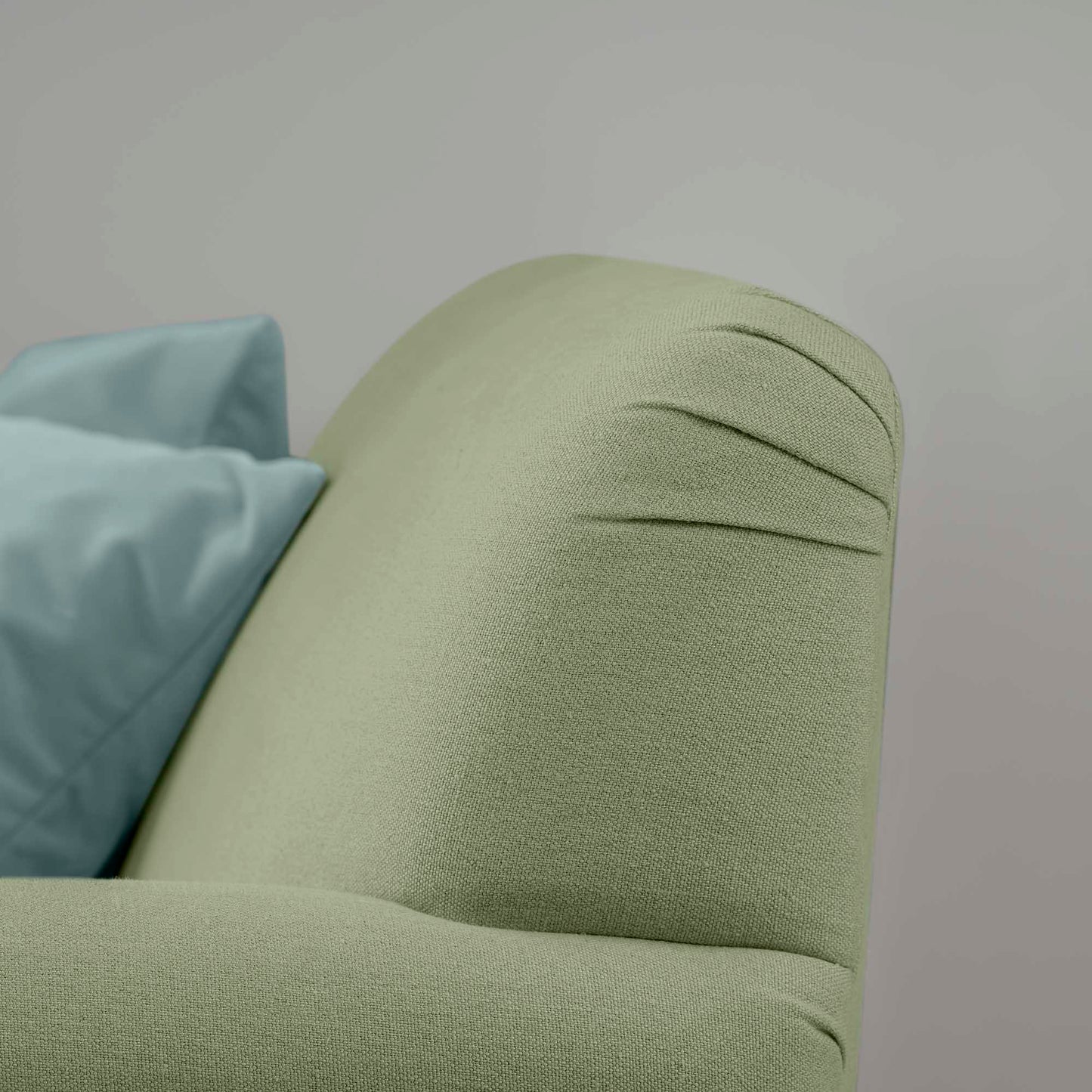 Curtain Call Love Seat in Laidback Linen Moss - Nicola Harding